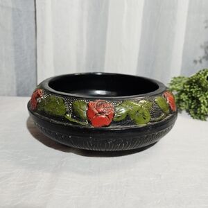 Art Deco Tokanabe Pottery, Made in Japan 1930s Black and Red Pottery Bowl